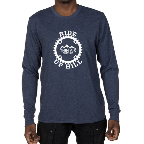 Men's Long Sleeve T-shirt - Ride Up Hill, Thin Air Culture design