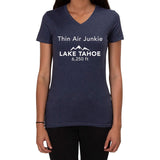 Thin Air Junkie Lake Tahoe 6250ft design - Ladies V-neck T-shirt